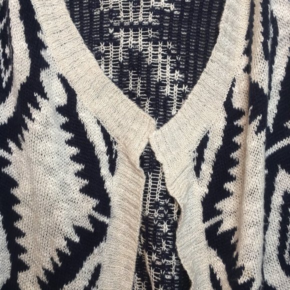 Arizona Jean Co Women Ivory/Blue Open Front Knit Cardigan Sweater Size Medium - Picture 6 of 11